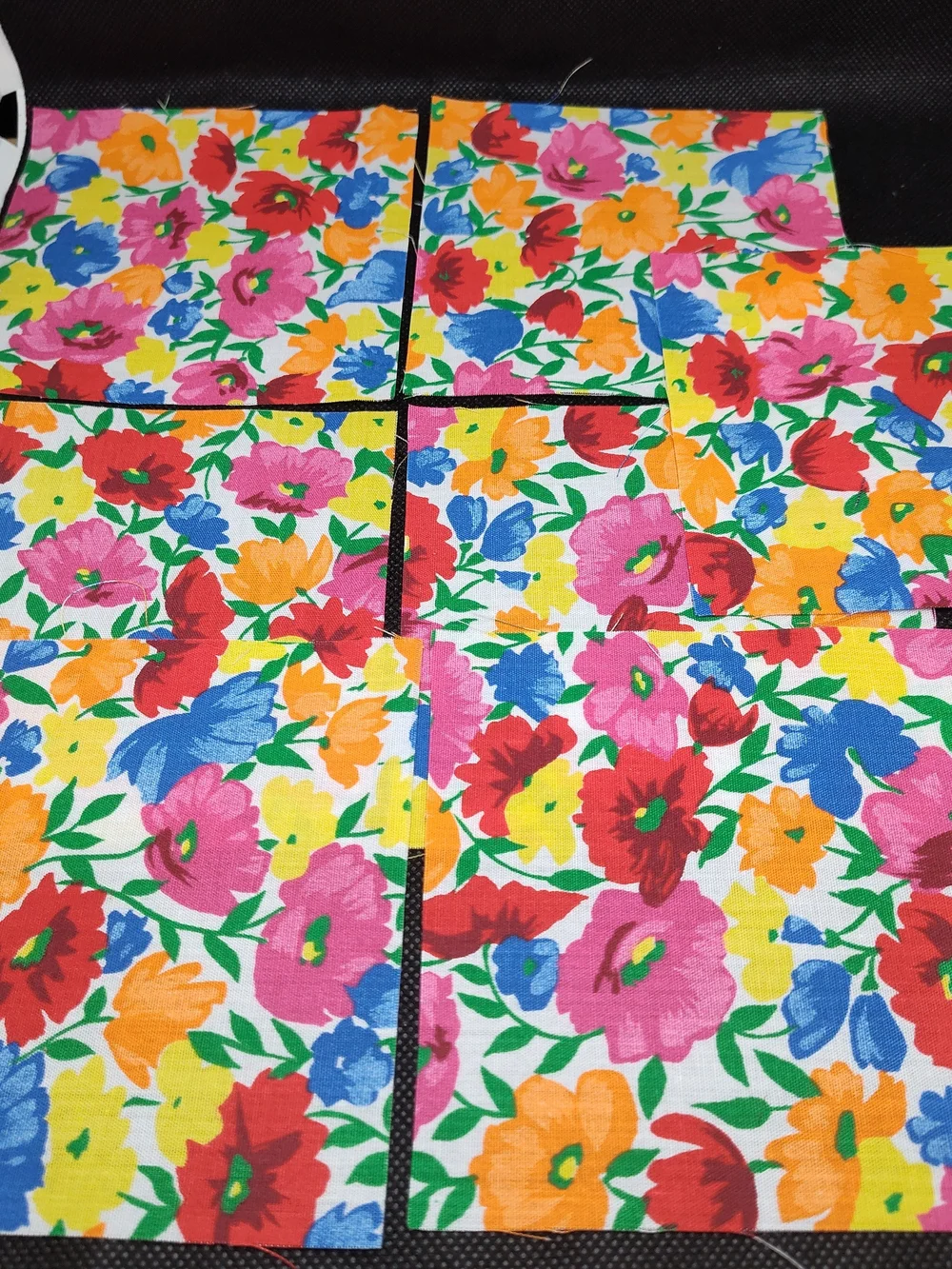 7 4.50 INCH Colorful Poppies Cotton Fabric SQUARES